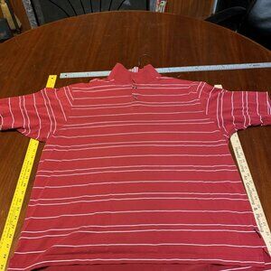 Golf Shirt Red Striped Adidas ClimaLite Sleeve Polo Mens XL